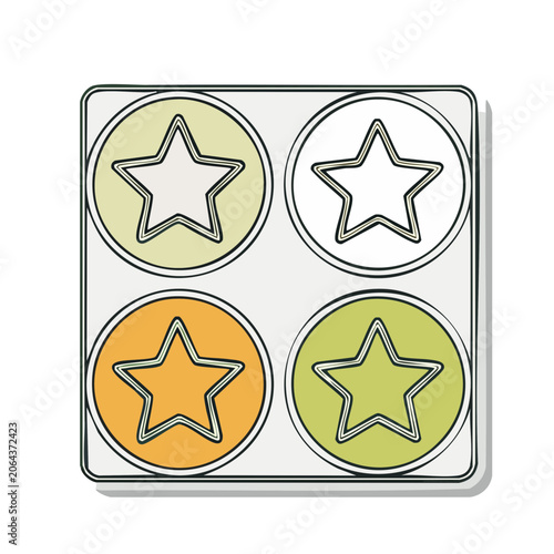 Four stars in colored circles flat illustration