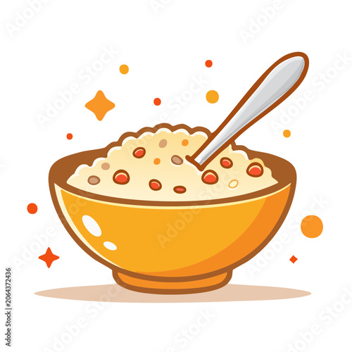 Flat design pumpkin bowl with spices and spoon