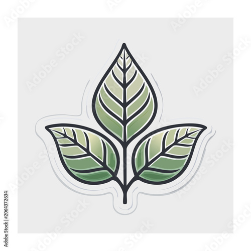 Three Green Leaves Flat Design Icon