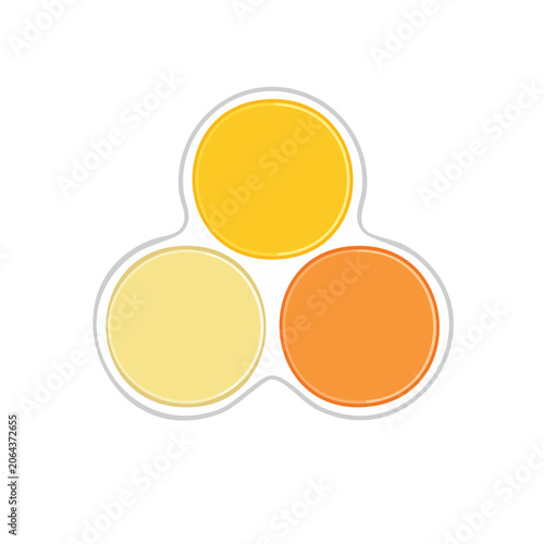 Three overlapping circles in flat design