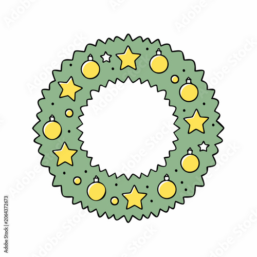 Christmas Wreath with Stars and Ornaments