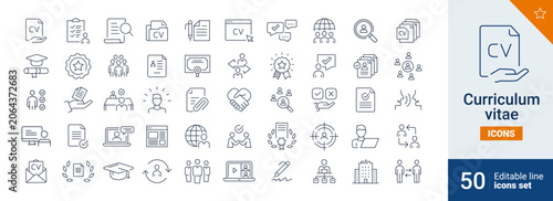 Curriculum vitae icons Pixel perfect. jobs, client, files, ...	
