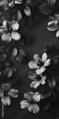 Elegant Grayscale Five-Petal Flowers with Smooth Texture and Shaded Curves for Timeless Decorative Design
