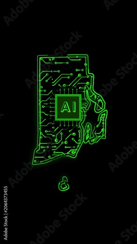 Mobile Vertical Resolution, 2160x3840 Pixels, Rhode Island State (USA) Map Chipset Technology Opener, 
Suitable for USA Elections, US Events, Tech Events and Artificial Intelligence Presentations