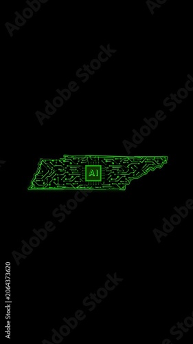 Mobile Vertical Resolution, 2160x3840 Pixels, Tennessee State (USA) Map Chipset Technology Opener, 
Suitable for USA Elections, US Events, Tech Events and Artificial Intelligence Presentations