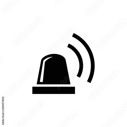 Tableau sur toile Black Siren Alarm Icon with Sound Waves