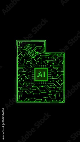 Mobile Vertical Resolution, 2160x3840 Pixels, Utah State (USA) Map Chipset Technology Opener, 
Suitable for USA Elections, US Events, Tech Events and Artificial Intelligence Presentations