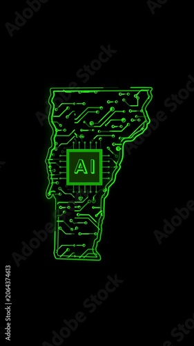 Mobile Vertical Resolution, 2160x3840 Pixels, Vermont State (USA) Map Chipset Technology Opener, 
Suitable for USA Elections, US Events, Tech Events and Artificial Intelligence Presentations