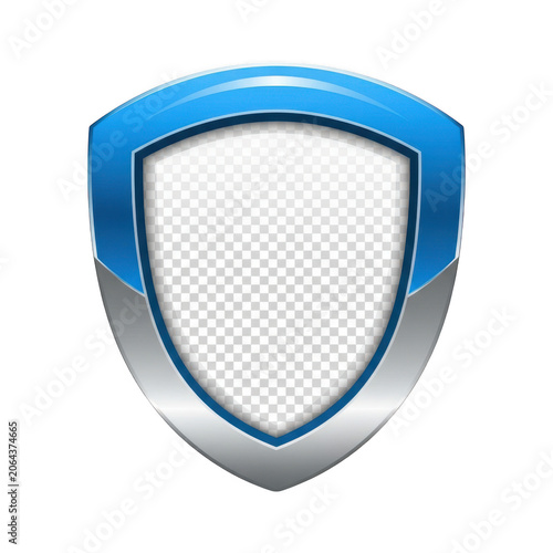 Modern shield icon with blue and gray protective design isolated on transparent background