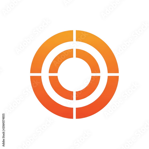 Modern target icon with concentric rings and center dot isolated on transparent background