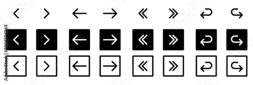 Obraz na plátně Navigation arrow icon collection featuring forward, backward, next, previous, return, refresh, directional, interface, button, pointer and control symbols