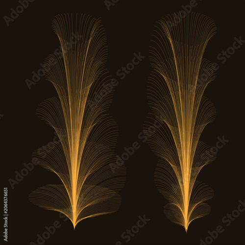 Abstract line art neon vector design yellow color flower design.