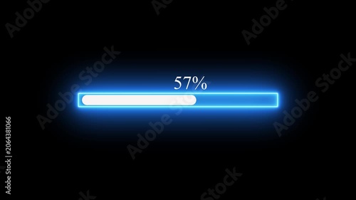 Neon Progress Bar Animation,Energy Transformation Blue Neon Loading Bar,Eco Future Green Neon Progress Bar