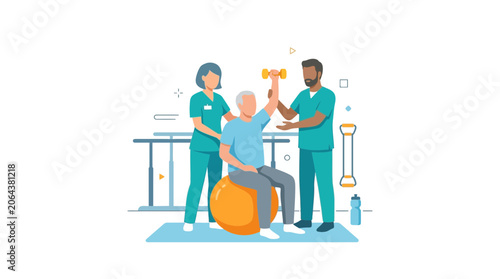 Physical Therapy Rehabilitation Exercise with Elderly Patient