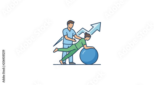 Physical Therapy Rehabilitation Exercise with Swiss Ball