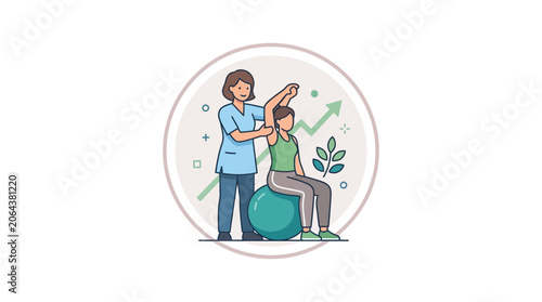 Physiotherapist Assisting Patient with Rehabilitation Exercises