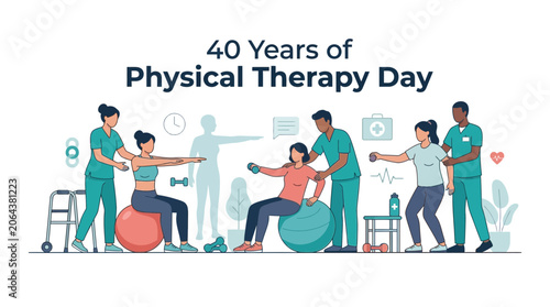 40 Years of Physical Therapy Day Healthcare Illustration