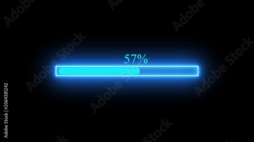 Neon Progress Bar Animation,Energy Transformation Blue Neon Loading Bar,Eco Future Green Neon Progress Bar