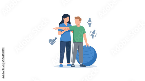Physical Therapist Helping Patient with Shoulder Rehabilitation Exercise