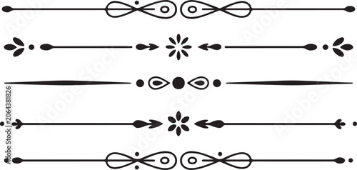 Obraz na płótnie Decorative ornamental dividers for text and page layouts creating elegant separation lines with floral and geometric elements
