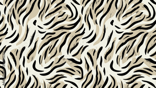 Obraz na plátně Tiger stripe pattern abstract vector illustration with black and tan coloration