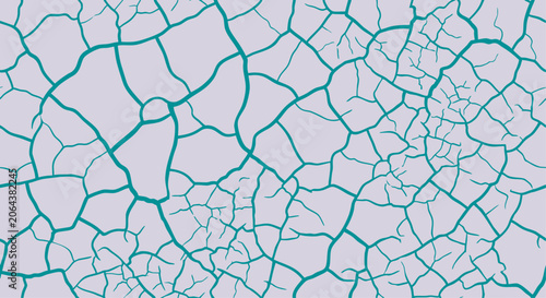 Tableau sur toile Cracked earth pattern with teal lines on a lavender background