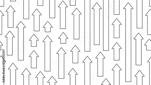 Seamless vector pattern featuring stroke outline arrows pointing upward in a repeating design on a transparent background for growth, progress, and increase concepts in business and finance.