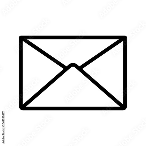 Minimalist Black Outline Envelope Icon Isolated on White Background
