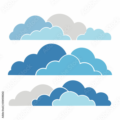 Stylized Clouds in Blue and Gray Tones