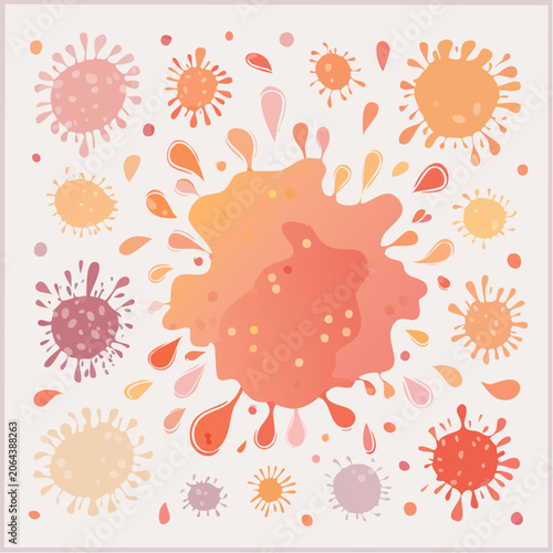 Virus illustration with splashes and dots