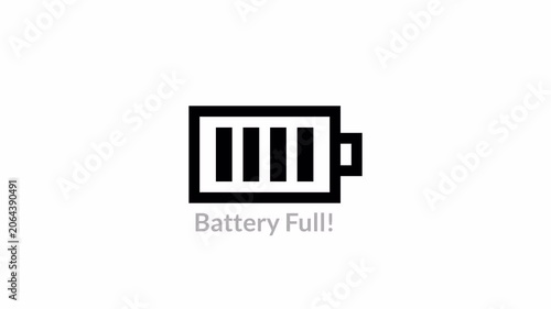 The  battery charging icon animation video power full battery. Battery charging animation from 0 to 100% On a transparent Background. 4k video animation