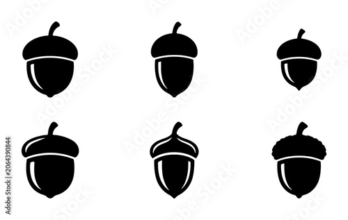 Six Black Acorn Icons