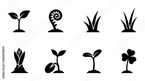 Seedling Growth Icons: Nature's Beginning
