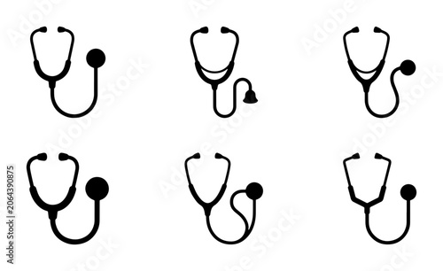 Stethoscope Icons: Medical Diagnostic Tools Collection