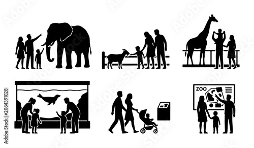 Family Zoo Visit Silhouettes
