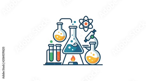 Colorful science lab equipment illustration