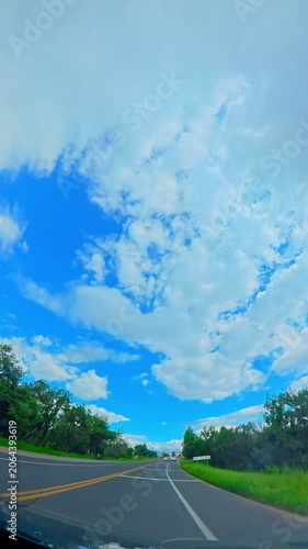 Car driving on country road pov in zacatlan mexico