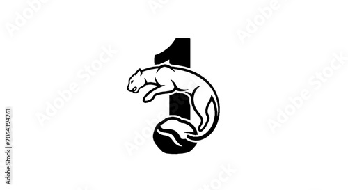 Black panther logo with number one design.
