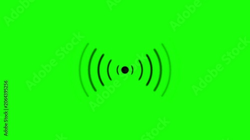 Animated wi-fi signal with pulsing waves on green screen for easy chroma key compositing internet connection