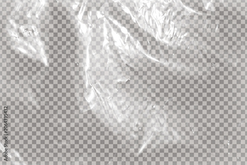 Realistic plastic polyethylene layer overlay isolated on transparent background. Wrapping packaging vinyl texture. Vector illustration