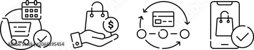 Cuadro en lienzo Buy Now Pay Later Icons Set Vector Illustration, Flexible Payment Solution and D