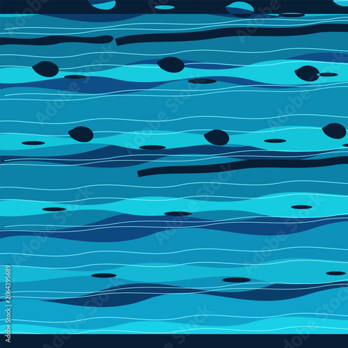 Abstract blue water waves background vector seamless sea ripples pattern
