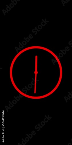 Minimalist red clock face animation: fast motion time passing concept for business and productivity projects