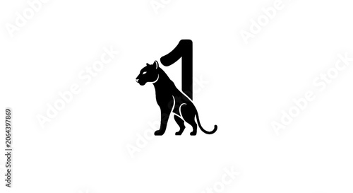 Black panther silhouette with number one design.