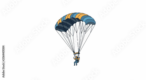 Person parasailing with colorful parachute in air