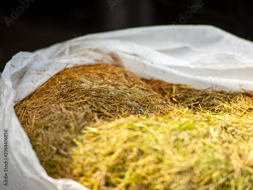 hay in a plastic bag