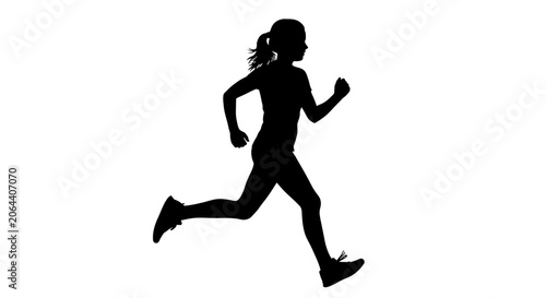 Tableau sur toile Running woman in motion black silhouette runner