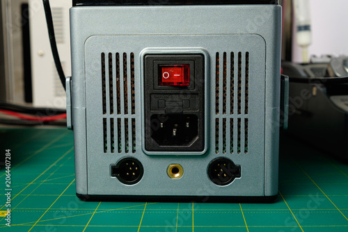 Obraz na plátne Exploring the intricate design of a vintage audio equipment power supply unit