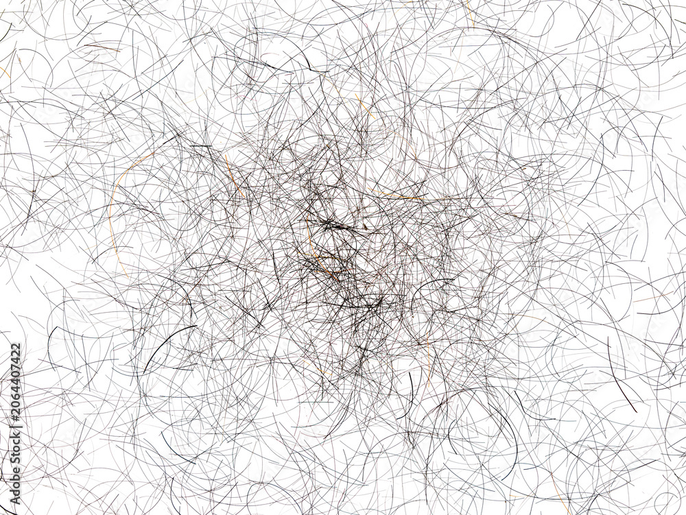 Obraz premium The image features a dense tangle of brown and black scribbles hair On Transparent Background creating a complex abstract composition with varying line thicknesses and textures