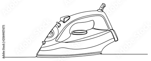 Electric steam clothes iron in continuous line art style